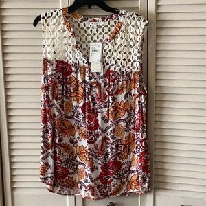 NWT! PAISLEY PRINTED DANIEL RAINN SLEEVELESS BLOUSE!